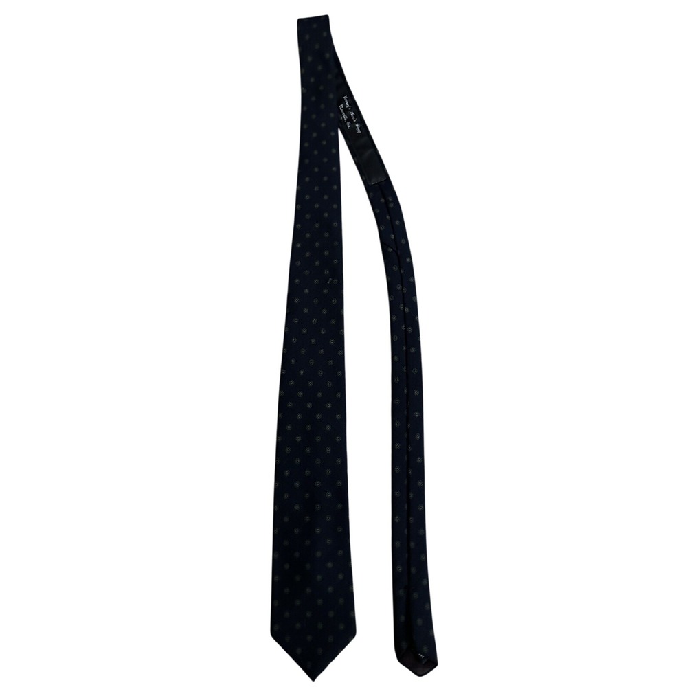 Briar Mens Navy Blue Geometric Medallion Silk Tie Vintage Masseys Mens Shop GA